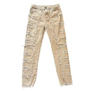 Classic Tan Distressed Women Jeans